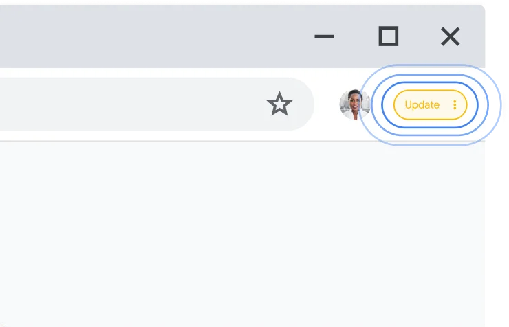 Applying a pending update Chrome UI alerting that there's a pending update